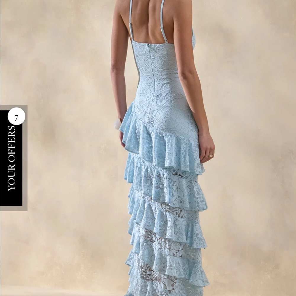 Lace Tiered Maxi Dress in Light blue - Picture 2 of 4
